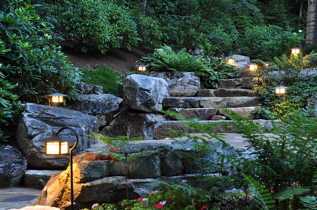 Stone pathway landscape design in Linville, NC