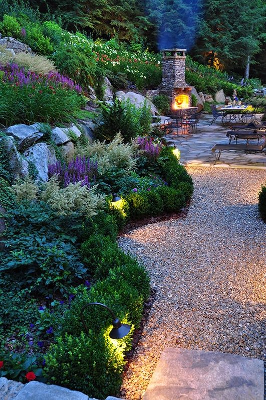 Stone pathway landscape design in Linville, NC