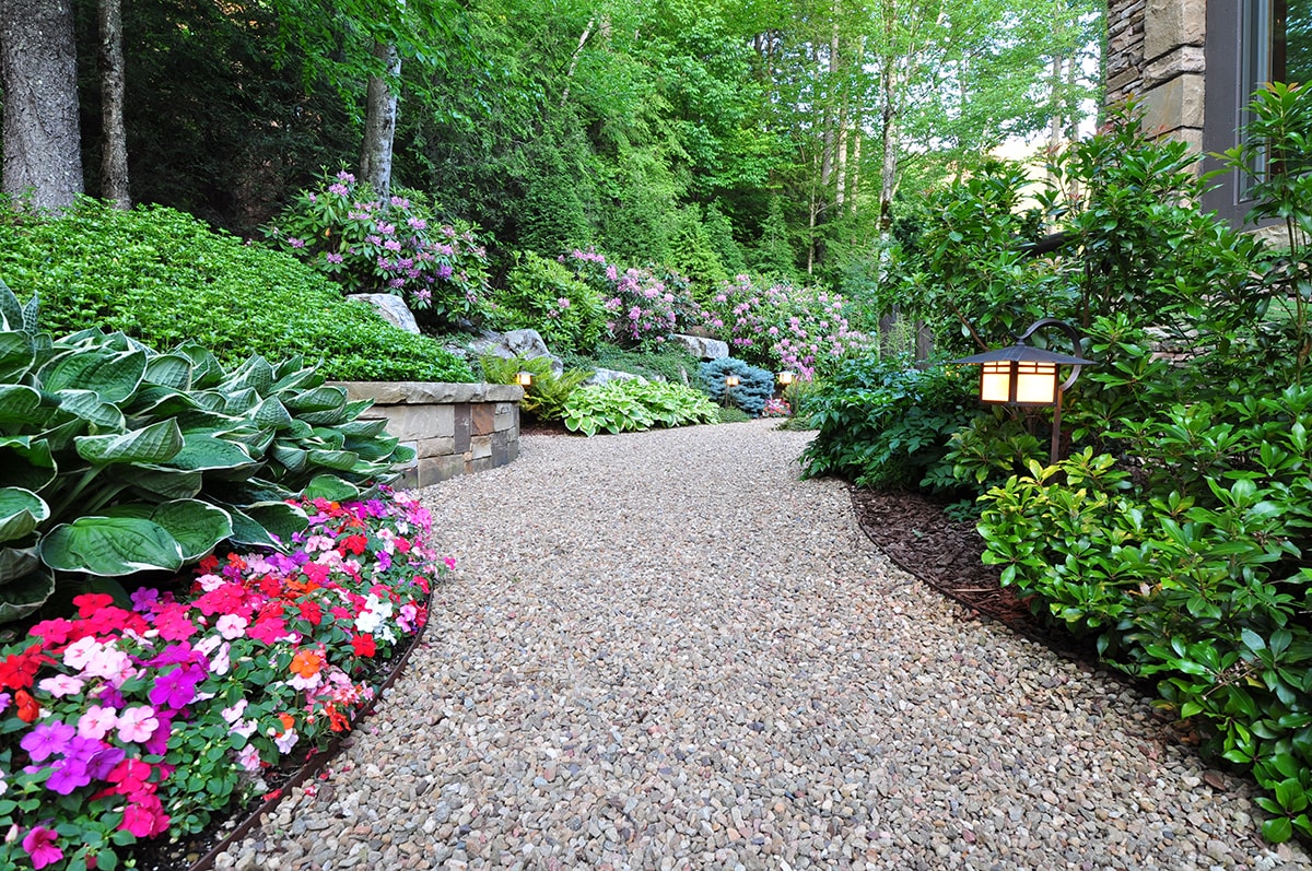 Stone pathway landscape design in Linville, NC