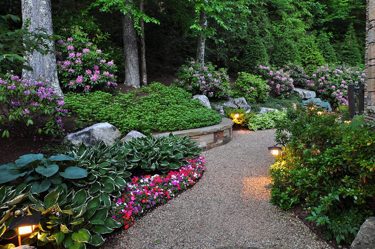 Stone pathway landscape design in Linville, NC