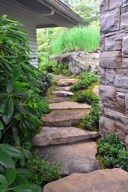 Stone pathway landscape design in Linville, NC