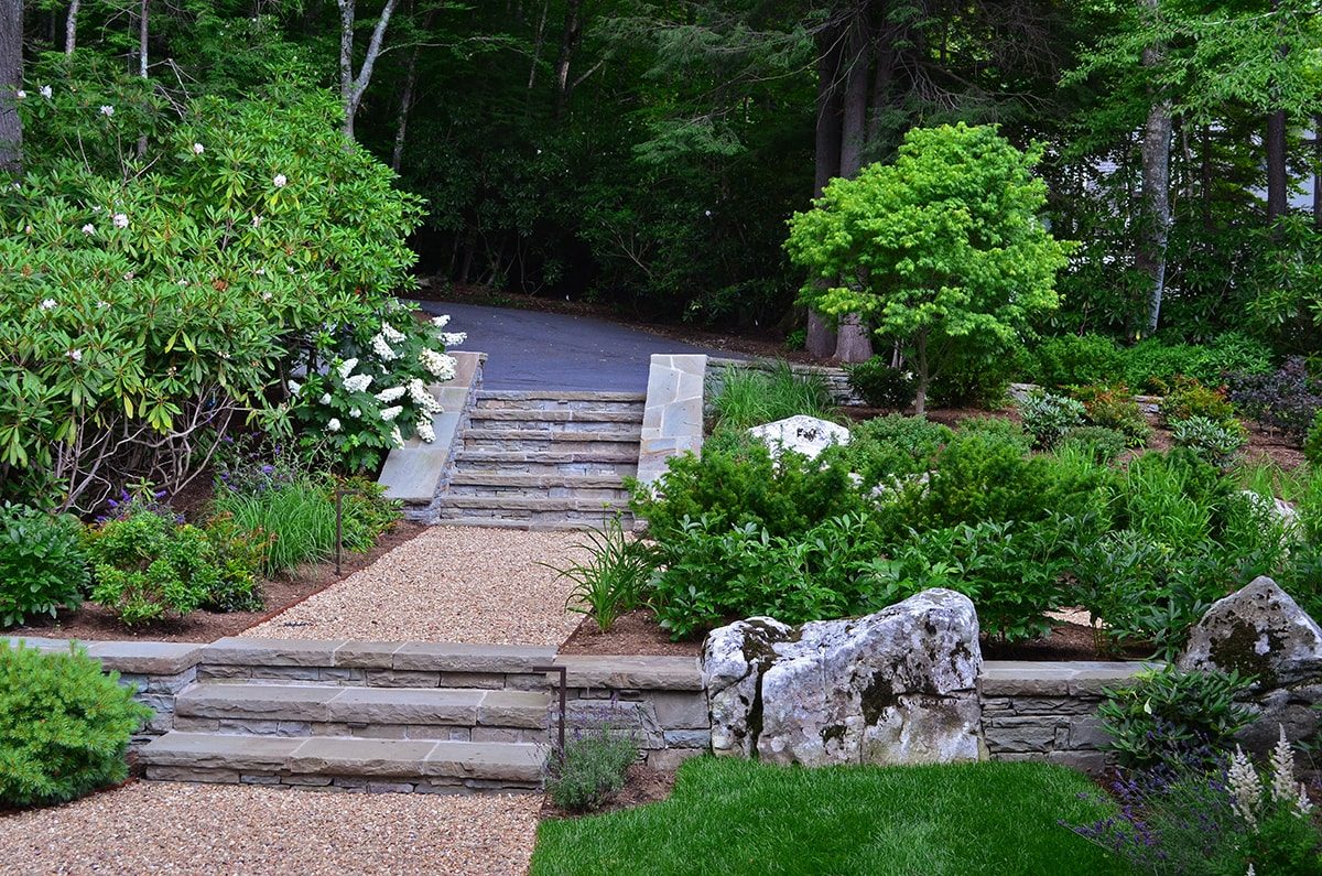 Stone pathway landscape design in Linville, NC