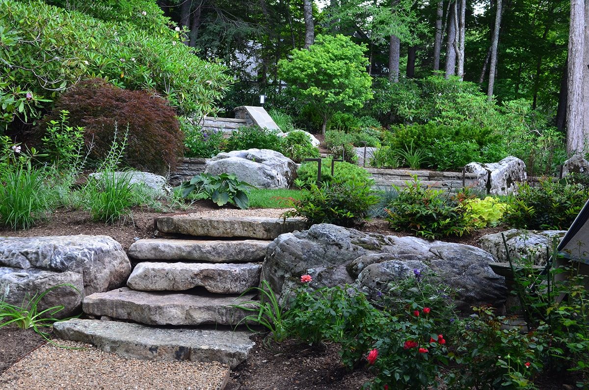 Stone pathway landscape design in Linville, NC