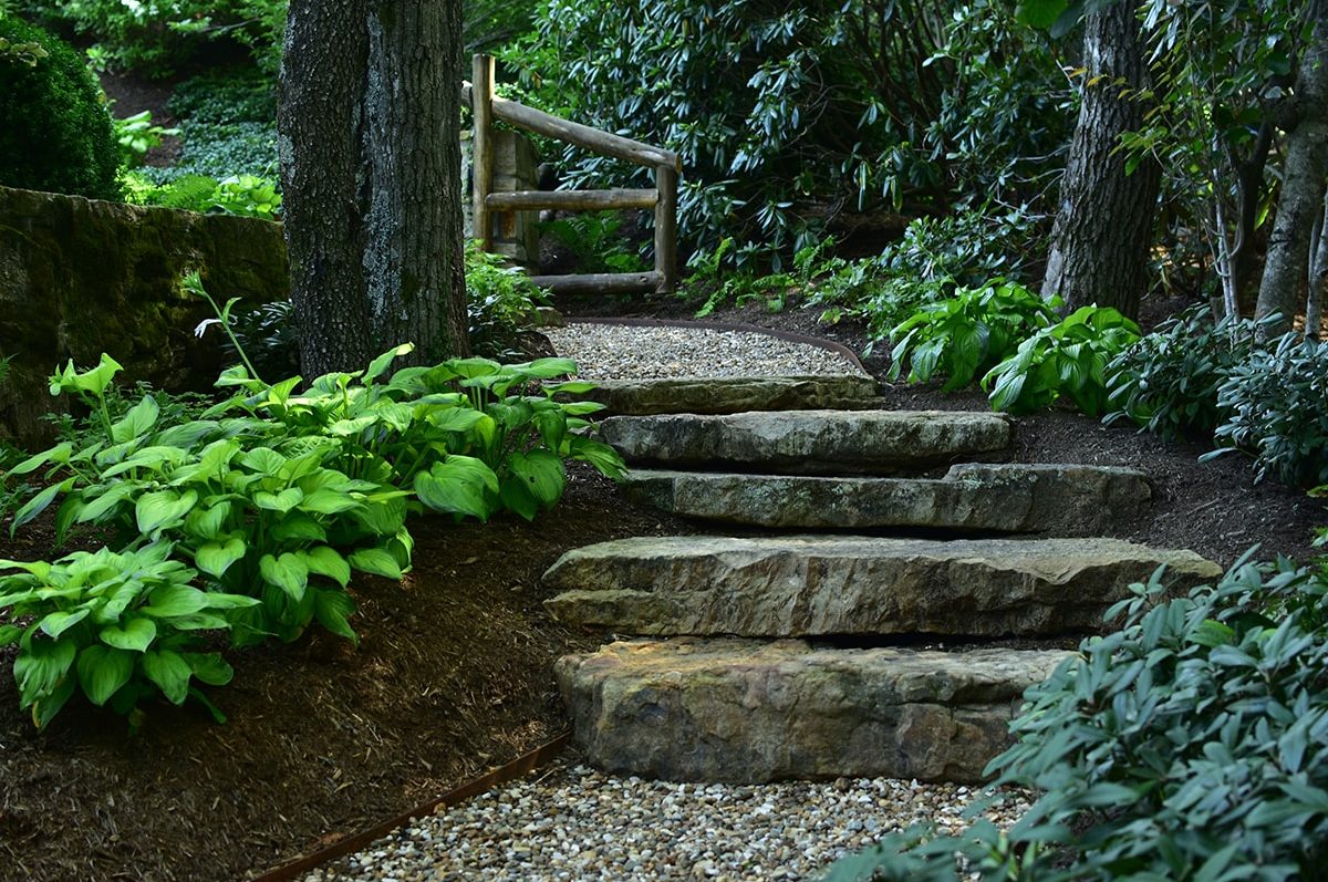 Stone pathway landscape design in Linville, NC