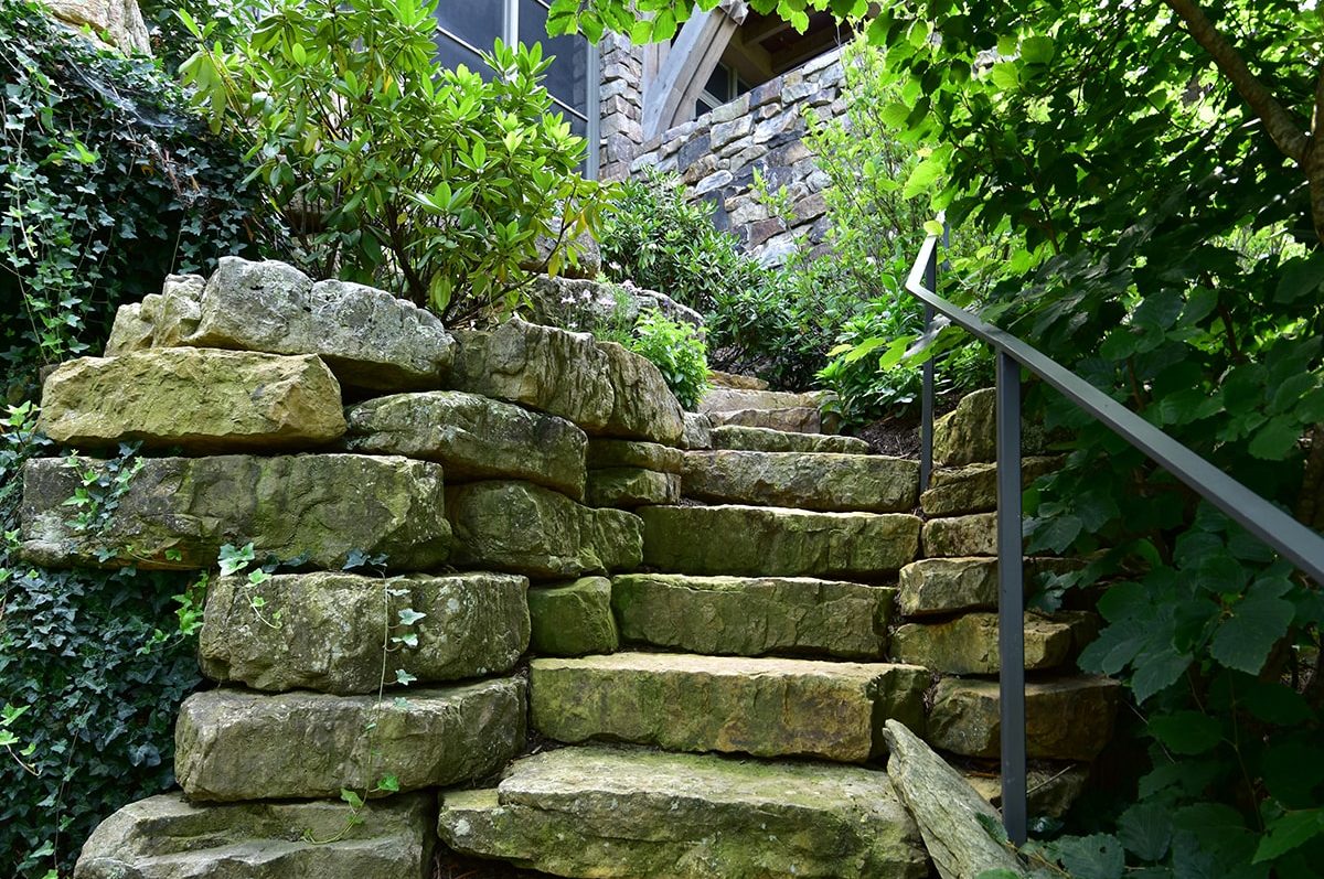 Stone pathway landscape design in Linville, NC