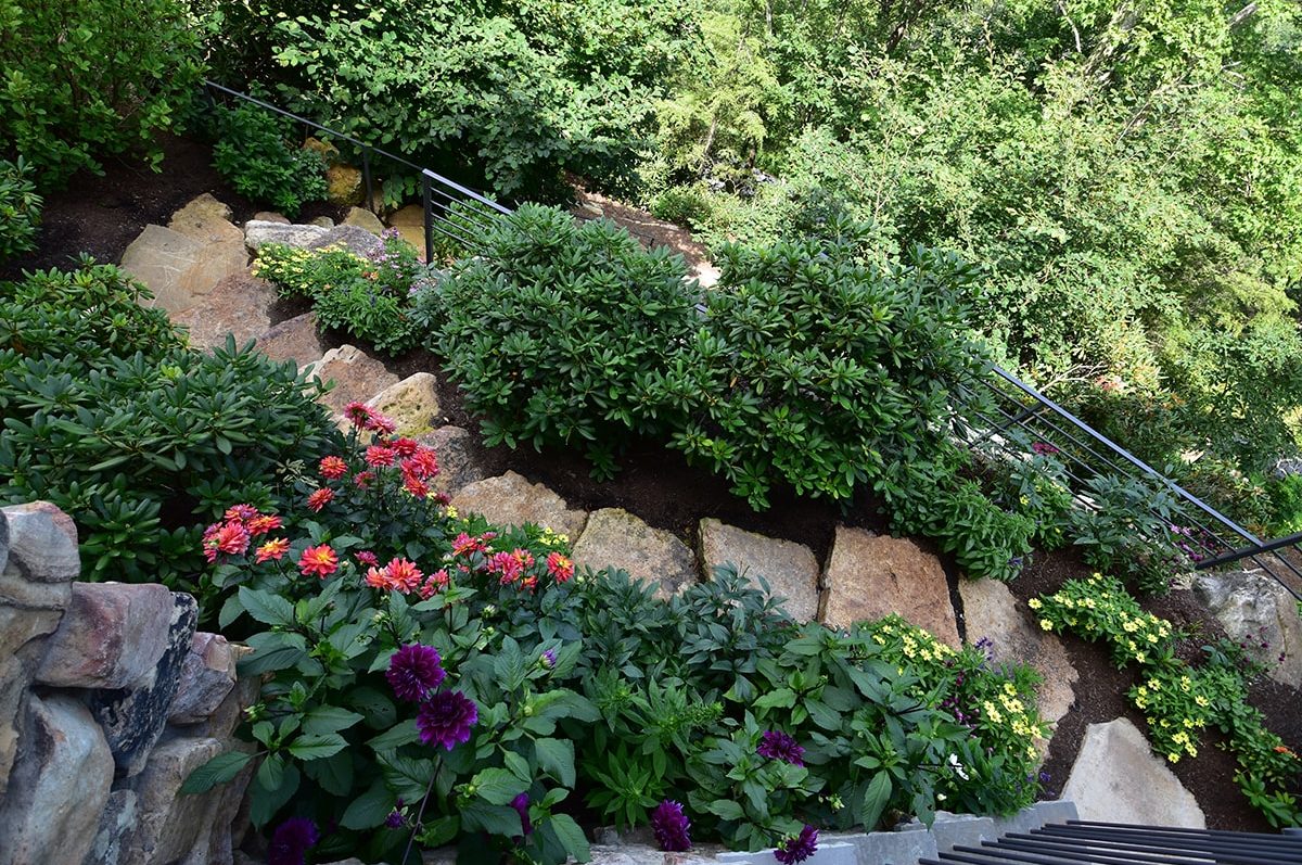 Stone pathway landscape design in Linville, NC