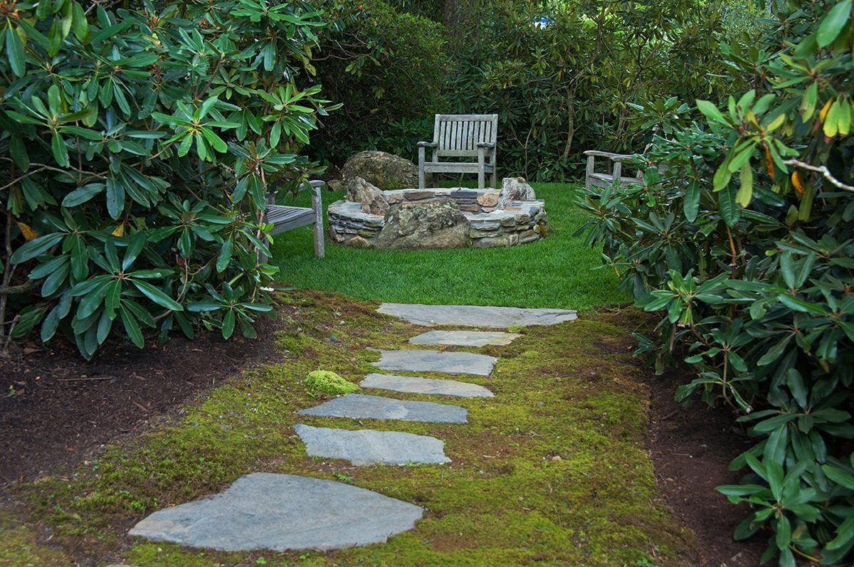 Stone pathway landscape design in Linville, NC