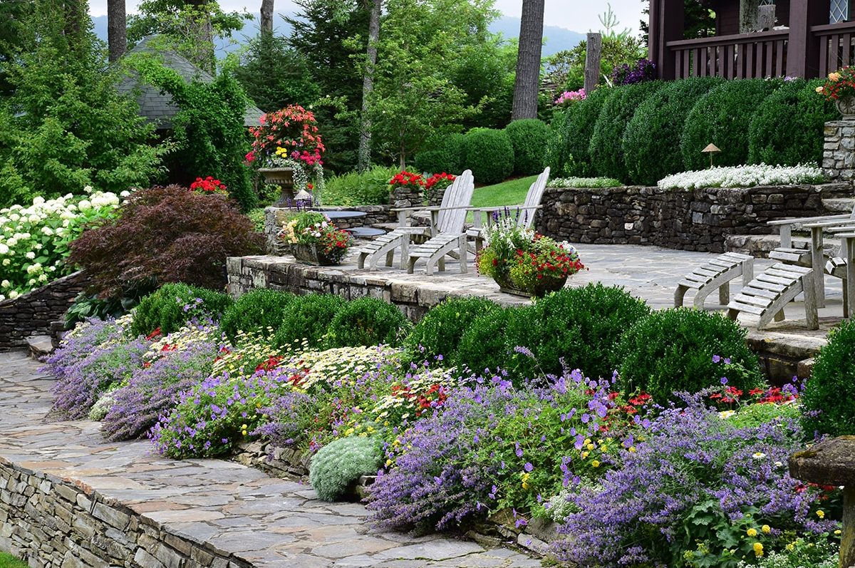 Landscaped flower gardens in Linville, NC