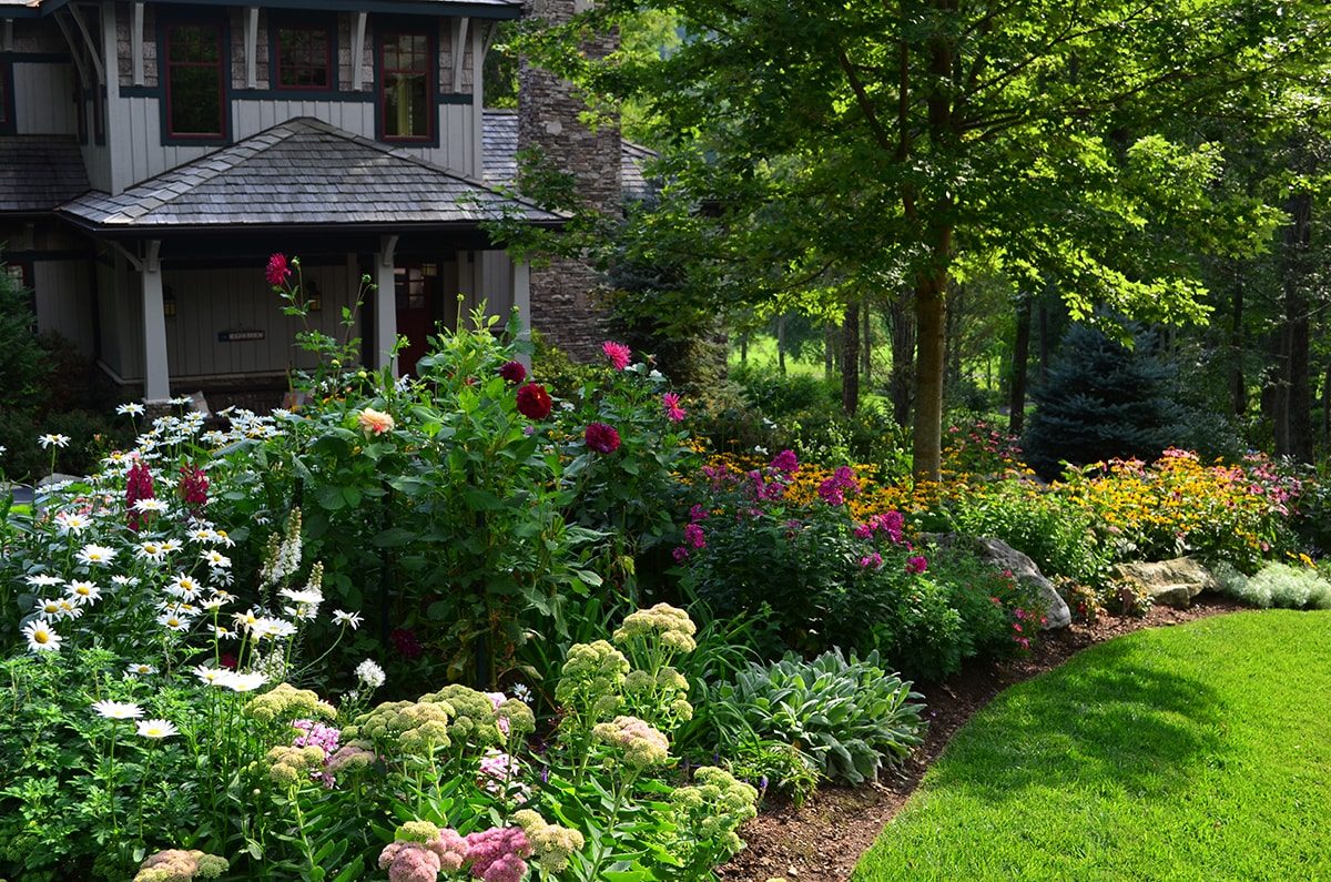 Landscaped flower gardens in Linville, NC