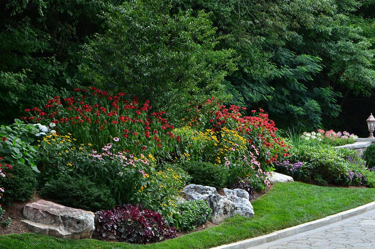 Landscaped flower gardens in Linville, NC