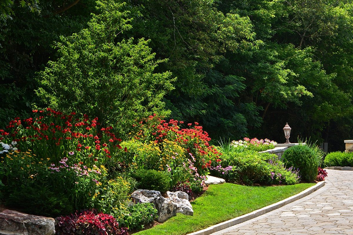 Landscaped flower gardens in Linville, NC