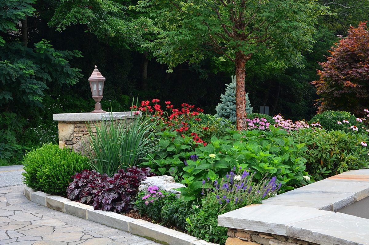 Landscaped flower gardens in Linville, NC