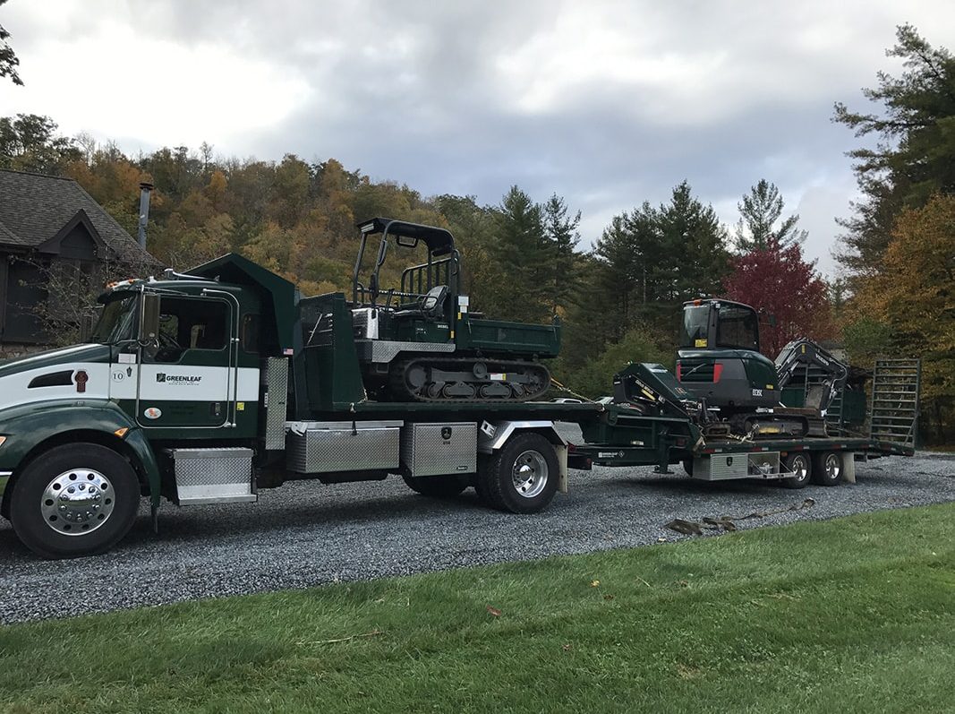 High end landscape installation and large tree planting in Linville, NC